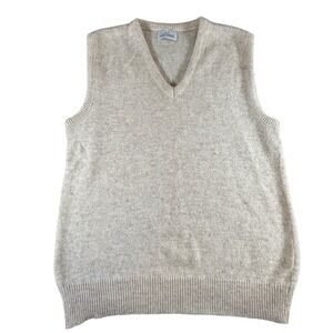 J.J. Cochran Mens Wool Blend Knit Sweater Vest Sleeveless Top Oatmeal L